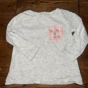 Zara Girl Grey Long Sleeve Pocket Tee Size 2/3